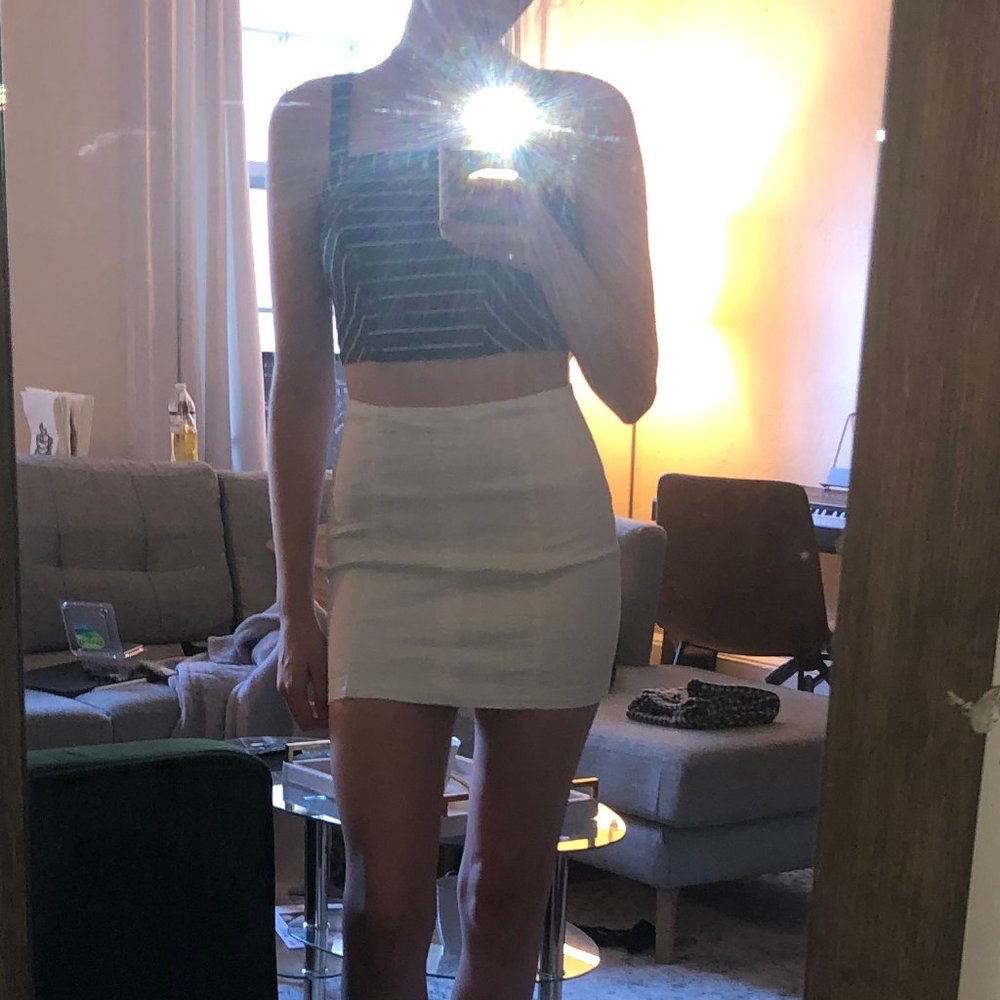 White mini skirt and Striped Tank (Sold as set)